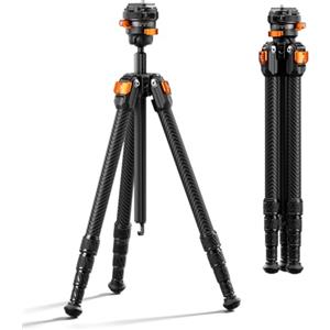 K&F CONCEPT Treppiede in carbonio da 153 cm, Tripod leggero, flessibile per fotocamera con testa a sfera a 360°, filettatura da 1/4", custodia per fotocamera DSLR A225C2+BH28R