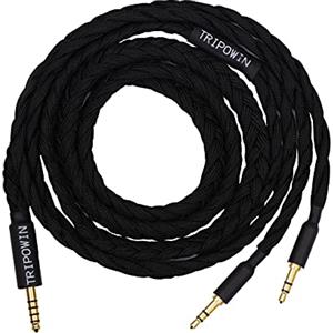 Linsoul Tripowin GranVia Cavo di Ricambio Audio ad Alta Purezza OFC Aggiornato per Cuffie,Lunghezza 1.5m,Doppia Spina da 3.5mm per HE4XX/HE-400i/HE400se/Goldplanar(Nero,4.4mm)