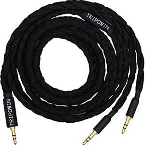 Linsoul Tripowin GranVia Cavo di Ricambio Audio ad Alta Purezza OFC Aggiornato per Cuffie,Lunghezza 1.5m,Doppia Spina da 3.5mm per HE4XX/HE-400i/HE400se/Goldplanar(Nero,3.5mm)