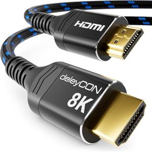 deleyCON 1,5m Cavo HDMI 2.1b 8K (48G, ULTRA Highspeed) Certificato, 8K@60Hz 4K@144Hz 120Hz 2K@144Hz/165Hz EARC HDCP 2.3/2.2 - per DTS:X HDR Dolby Atmos TV PS5 Xbox Soundbar Monitor
