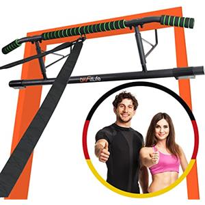 DH FitLife Barra per Trazioni da Porta | Impugnature Multiple | Senza Viti | Sbarra Trazioni 200 kg | Pull Up Bar Pieghevole | Montaggio Facile e Veloce | Elastici Trazioni Inclusi | Per Porta 70-92 cm