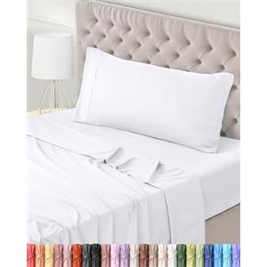 Utopia Bedding - Set Lenzuola Letto Matrimoniali 3 Pezzi 135x190 cm - Spazzolata Poliestre di Microfibra - Oeko-Tex Certificato - Lenzuolo con Angoli, Lenzuolo Piatto e 1 Federa 45x155, Bianco