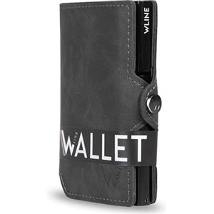 WLine Porta Carte di Credito Uomo e Donna Schermato in Pelle PU - Portafoglio Uomo Slim Rfid Compatto ed Elegante - Portatessere Uomo Tascabile (Grigio Vintage senza Zip)