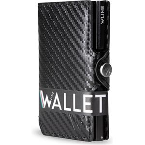 WLine Porta Carte di Credito Uomo e Donna Schermato in Fibra di Carbonio - Portafoglio Uomo Slim Rfid Compatto ed Elegante - Portatessere Uomo Tascabile (Nero Carbon senza Zip)