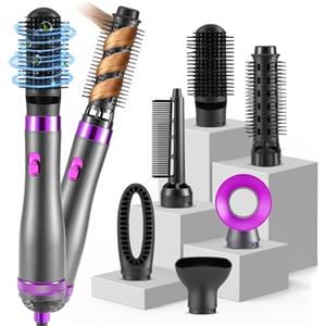 Aofesel Air Styler 6 in 1 spazzola soffiante per capelli Styler, 1000 W portatile pettine per asciugacapelli con 6 accessori, pettine per spazzola bagnata e asciutta, ferro arricciacapelli automatico