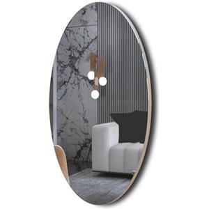 Organizedlife Specchio da bagno ovale a parete, senza cornice, vanità per vestirsi, design minimalista, corridoio, camera da letto, 64 x 37 x 2 cm