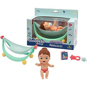 Cicciobello Amicicci - Relax Time, Dondola culla per il sonnellino, con libro, sonaglino e ciuccio. Include 1 personaggio Cicciobello Articolo per bambine a partire dai 3 anni