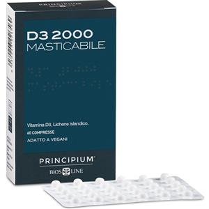 Bios Line Principium D3 2000 - Integratore di Vitamina D3 Vegetale con Lichene Islandico - 60 Compresse Masticabili