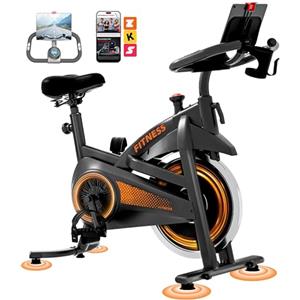 CURSOR FITNESS Cyclette da casa professionale, Cyclette professionale con misurazione della frequenza cardiaca e display LED, Spin bike con app, sedile confortevole, capacità di carico fino a 136 kg