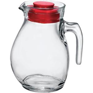 Bormioli Rocco Accessori Cucina Brocca Caraffa da Tavola in Vetro 144Cl con Tappo Rosso