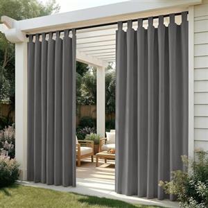Deconovo Tende da Sole per Esterno 132x245 cm, Set da 2 Tende Idrorepellenti Oscuranti e Termiche con Passanti, per Gazebo, Pergola, Balcone, Terrazza e Veranda, Grigio Chiaro