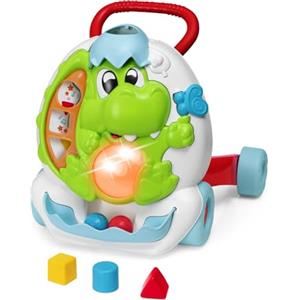 Chicco Gioco Primipassi Dinosauro, 2in1 Evolutivo, Girello e Centro attività Elettronico, 2 Palline, 3 Formine, Luci e Suoni, Parti in Plastica Riciclata 80%, Made in Italy, Giochi Bambini 9-24 Mesi