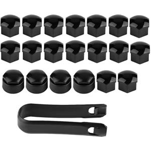 Ejoyous 20 Pezzi Tappo Bulloni Ruota, Tappo Copri Bullone Ruota Universale 17mm Tappo Vite Auto con Strumento di Rimozione Tappo Protezione Bullone Ruota Tappo Dado(Nero)