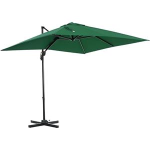 Outsunny Ombrellone da Giardino a Manovella con Angolazione Regolabile su 5 Livelli e Rotazione a 360°, Ombrellone Decentrato 2.5x2.5 m in Poliestere 200 g/m² per Patio e Terrazza, Verde