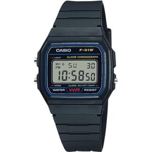CASIO F91W-1 - Orologio da polso, cinturino in resina colore nero
