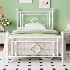 MUTICOR Struttura Letto in Metallo 90x200 cm, Letto Moderno per Camera da Letto o Stanza degli Ospiti con Testiera e Doghe, Silenzioso, Facile da Montare, con Spazio di Stoccaggio, Bianco
