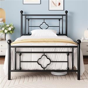 MUTICOR Struttura Letto in Metallo 90x200 cm, Letto Moderno per Camera da Letto o Stanza degli Ospiti con Testiera e Doghe, Silenzioso, Facile da Montare, con Spazio di Stoccaggio, Nero