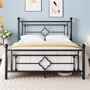 MUTICOR Struttura Letto in Metallo 140x200 cm, Letto Moderno per Camera da Letto o Stanza degli Ospiti con Testiera e Doghe, Silenzioso, Facile da Montare, con Spazio di Stoccaggio, Nero