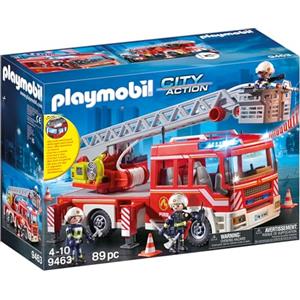 Playmobil 9463 - Autoscala dei Vigili del Fuoco con luci e suoni, scala estensibile e cabina per 4 personaggi