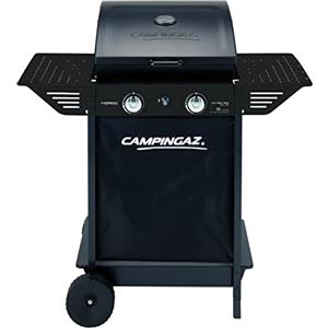 Campingaz Xpert 100 LS Plus Rocky Gas BBQ Lava Stone BBQ Cart with 2 Burners and 1 Side Burner, Lid + Thermometer, Folding Side Shelf, Pot. 7.1 kW + 2.1 kW Stove Lat