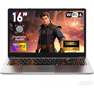 NAIKLULU 16 Pollici Computer Portatile Gaming Processore R7 5825U (2,0 a 4,5 GHz), 16GB RAM 1TB SSD Pc Gaming Portatile Laptop, Tastiera Retroilluminata, Sblocco Tramite Impronta Digitale, Tipo-C