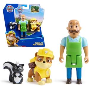 PAW Patrol Rubble & Mr. Porter - Set di figure giocattolo con puzzola, giocattoli per bambini per ragazzi e ragazze dai 3 anni in su