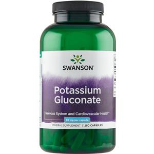 Swanson Gluconato di Potassio 99 mg - 100 Capsule per Salute del Cuore e Sistema Nervoso