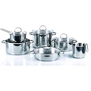 MONETA BATTERIA 10 PEZZI ALLEGRO INOX - Batteria Pentole Acciaio Inox per Induzione con Coperchi in Vetro Set Pentole Professionale Compatibile Gas Elettrico Vetroceramica e Tutti i Piani Cottura