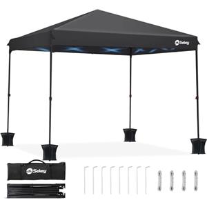 Sekey Gazebo 3x3m Pieghevole Impermeabile, Gazebo 3x3 Pieghevole Impermeabile, pergolato da giardino Pop p con 4 Sacchi di Sabbia di Peso e Sacca di Trasporto (Nero, Senza Pareti Laterali)