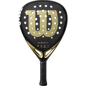 Wilson Racchetta da Padel Defy V1, Offre Un Effetto Dinamico e una Sensazione Confortevole, Telaio Leggero e Design Aerodinamico Per una Potenza Esplosiva, Colore: Nero/Oro, Misura: 2