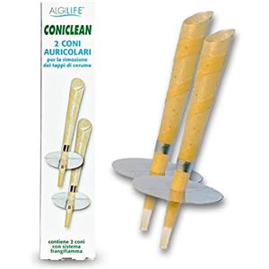 ALGILIFE ConiClean Coni Orecchie Cerume con Cera d'Api, Pulizia Orecchie Adulti con Filtro Frangifiamme, Candele Auricolari per Rimozione Tappi di Cerume Naturali e Sicure (2 coni auricolari)