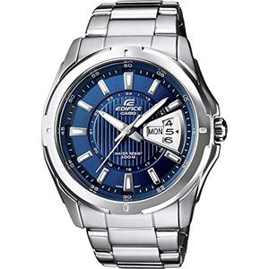 Casio EDIFICE Orologio, Robusta Cassa, 10 BAR, Uomo con Cinturino in Acciaio Inox