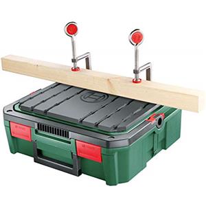 Bosch Cassetta attrezzi elettroutensili SystemBox con piano da lavoro integrato (taglia S, accessorio per sega a gattuccio Bosch PST 700, in scatola di cartone)