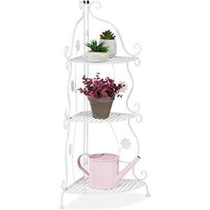 Relaxdays Scaffale Portafiori, Metallo, Fioriera Esterno e Interno, 6 Mensole Porta Piante e Fiori, 107x44x24 cm, Bianco