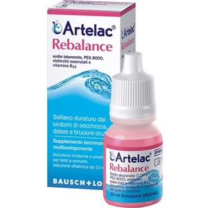 Bausch & Lomb Artelac Rebalance Gocce Oculari 10ml - Sollievo per Occhi Secchi con Acido Ialuronico