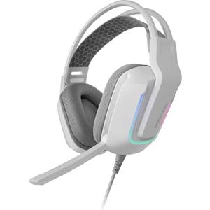 Mars Gaming MH-STRIKE, Cuffie Gaming FRGB Rainbow, Design Ergonomico, Driver al Neodimio da 50 mm, Microfono Pieghevole, Controlli Integrati, Cuscinetti Air, Archetto Regolabile, Multiplatform, Bianco