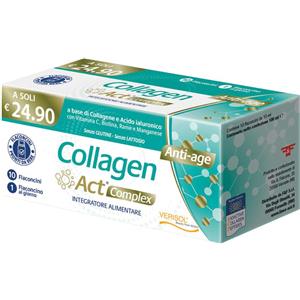 F&F Collagen Act Complex - Integratore con Collagene, Acido Ialuronico e Vitamina C per Pelle Elastico e Luminoso - 10 Flaconcini