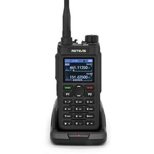 Retevis C62 Walkie Talkie Lungo Raggio, Professionali Ham Radio Bibanda, Display LCD, 2000mAh, Walkie Talkie Ricaricabili per Adulti, per Escursionismo/Caccia/Campeggio (Nero, 1 Pezzo)