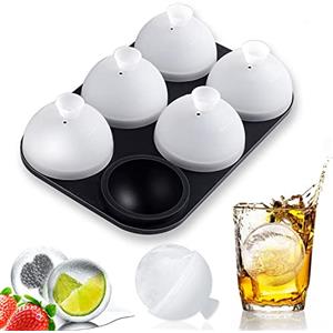 HONYAO® Ghiaccio Stampo - Cubetti Ghiaccio Silicone 5CM Rotondo Sfera con Coperchio, Senza BPA Forma Ghiaccio Grande per Whisky Cocktail