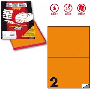 MARKIN Etichette adesive C/509 arancio fluo 100fg A4 210x148,5mm (2 et/fg)