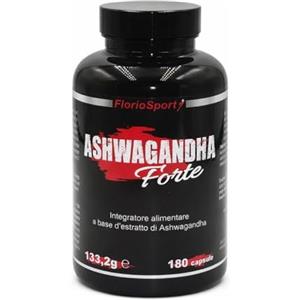 FlorioSport Ashwagandha Forte 180 Capsule FlorioSport Integratore Alimentare di Ginseng Indiano Withania Somnifera - 6 mesi di utilizzo