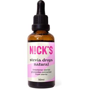 N!CK'S NICKS Stevia Liquida Gocce di Naturali Non Aromatizzato (50ml) Dolcificante Liquido Zero Calorie Dieta Chetogenica Senza Zucchero Senza Glutine Low Carb Alternativa al Sostituto dello Zucchero