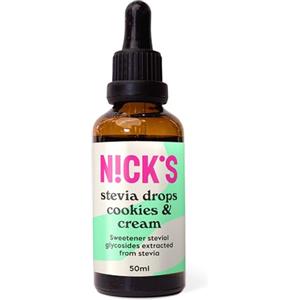 N!CK'S NICKS Stevia Liquida Gocce di Cookes & Cream (50ml) Dolcificante Liquido Zero Calorie Dieta Chetogenica Senza Zucchero Senza Glutine Low Carb Alternativa al Sostituto dello Zucchero