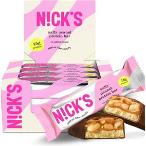 N!CK'S NICKS Barrette proteiche Salty Peanut, 15 g di proteine, 203 calorie, low carb barretta proteica keto senza zucchero aggiunti, senza glutine (12 protein bars x 50 g)