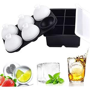 HONYAO® Ghiaccio Stampo Silicone con Coperchio, 5CM Cubetti Ghiaccio Sfera Cubo, Senza BPA Forma Ghiaccio Grande per Whisky Cocktail