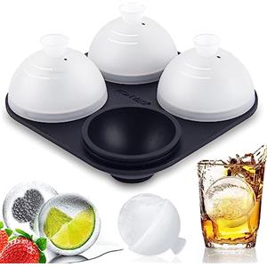 HONYAO 6cm Grande Ghiaccio Stampo Cubetti Silicone Rotondo Sfera con Coperchio, Senza BPA Forma Ghiaccio per Whisky Cocktail