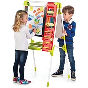 Chicos - Lavagna per bambini 2 in 1 con cavalletto | Lavagna da terra magnetica e per gessetti con lettere e numeri | Per gessi e pennarelli | Include 82 accessori | A Partire dai 3 anni (52172)