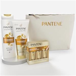 Pantene Pro-V Miracles Set Regalo Beauty Case Da Viaggio + Mini Size Linea Rigenera & Protegge Shampoo 90ml, Balsamo 90ml, Siero 15ml, Per Capelli Deboli E Danneggiati