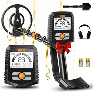 SUNPOW Metal Detector Professionale per Adulti e Bambini Metal Detector Kit Impermeabile per Oro con Display LCD Grande, 4 modalità, Bobina IP68 da 20 cm, Alta Precisione e Stabilità - MD13