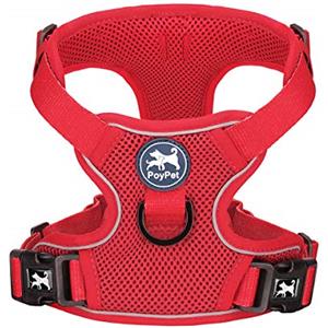PoyPet Pettorina per cani riflettente, morbida e traspirante, in rete, anti-soffocamento, gilet doppiamente imbottito con collo e petto regolabili (rosso, XS)